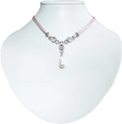 LUISIA® Halskette Cami mit Kristallen von Swarovski® und Perle - Rosa