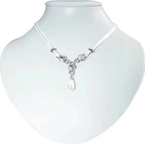 LUISIA® Halskette Cami mit Kristallen von Swarovski® und Perle - Weiß