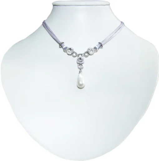 LUISIA® Halskette Cami mit Kristallen von Swarovski® und Perle - Hellblau