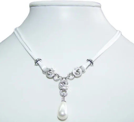 LUISIA® Halskette Cami mit Kristallen von Swarovski® und Perle - Weiß