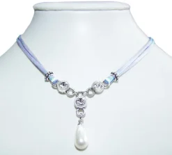 LUISIA® Halskette Cami mit Kristallen von Swarovski® und Perle - Hellblau