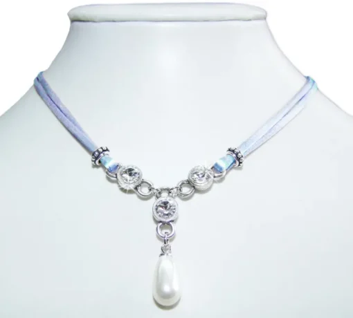 LUISIA® Halskette Cami mit Kristallen von Swarovski® und Perle - Hellblau