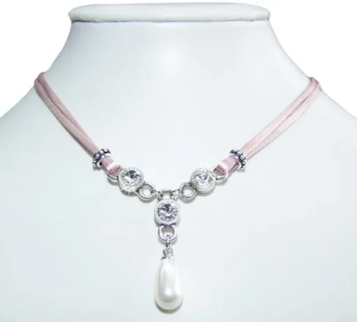LUISIA® Halskette Cami mit Kristallen von Swarovski® und Perle - Rosa