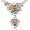 LUISIA® Halskette Chiara mit Herzblüte, Strassherz und Kristallen von Swarovski® | Hellbraun