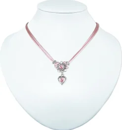 LUISIA® Halskette Chiara mit Herzblüte, Strassherz und Kristallen von Swarovski® - Altrosa