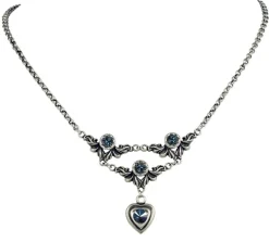 LUISIA® Halskette Isabel mit Herz und Kristallen von Swarovski® - Dunkelblau
