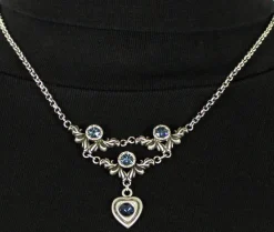 LUISIA® Halskette Isabel mit Herz und Kristallen von Swarovski® - Dunkelblau