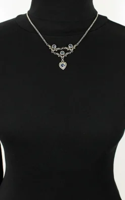 LUISIA® Halskette Isabel mit Herz und Kristallen von Swarovski® - Dunkelblau