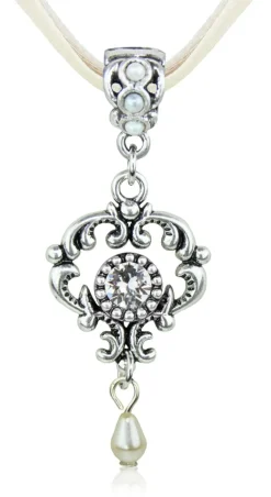 LUISIA® Halskette Malou mit Ornament Anhänger und Kristall von Swarovski® - Creme