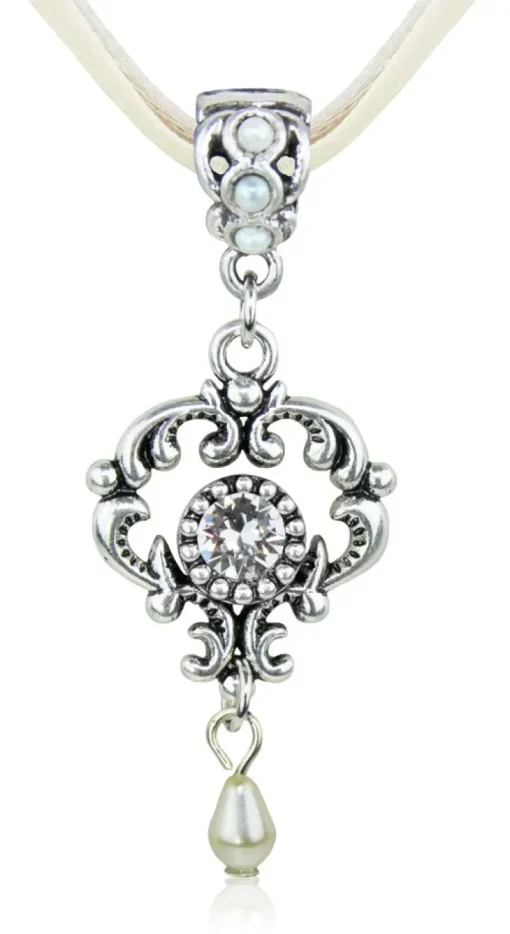 LUISIA® Halskette Malou mit Ornament Anhänger und Kristall von Swarovski® - Creme