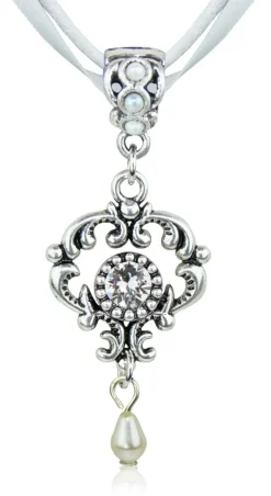 LUISIA® Halskette Malou mit Ornament Anhänger und Kristall von Swarovski® - Silber