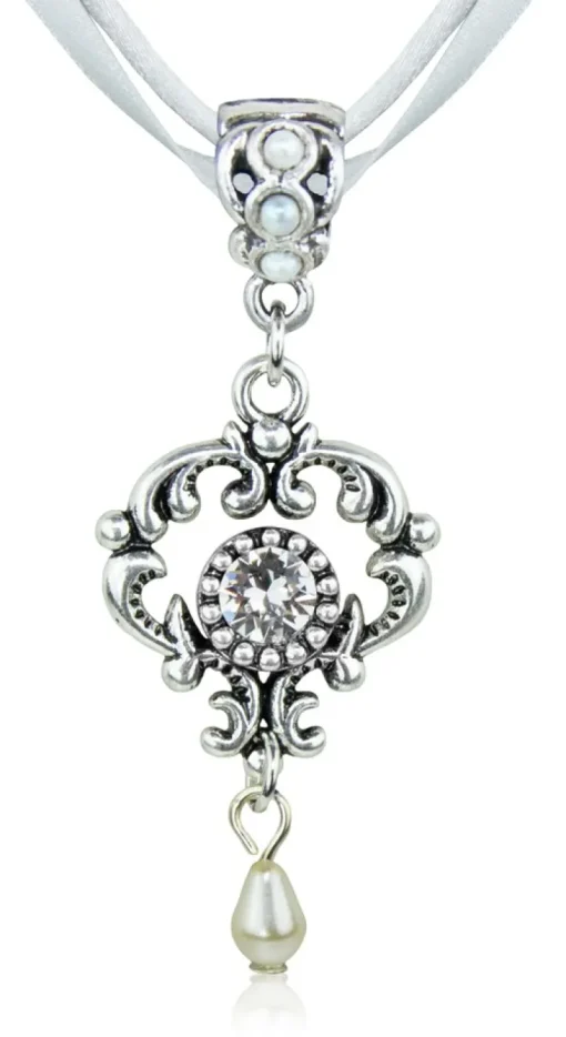 LUISIA® Halskette Malou mit Ornament Anhänger und Kristall von Swarovski® - Silber