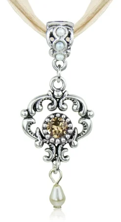 LUISIA® Halskette Malou mit Ornament Anhänger und Kristall von Swarovski® - Sand