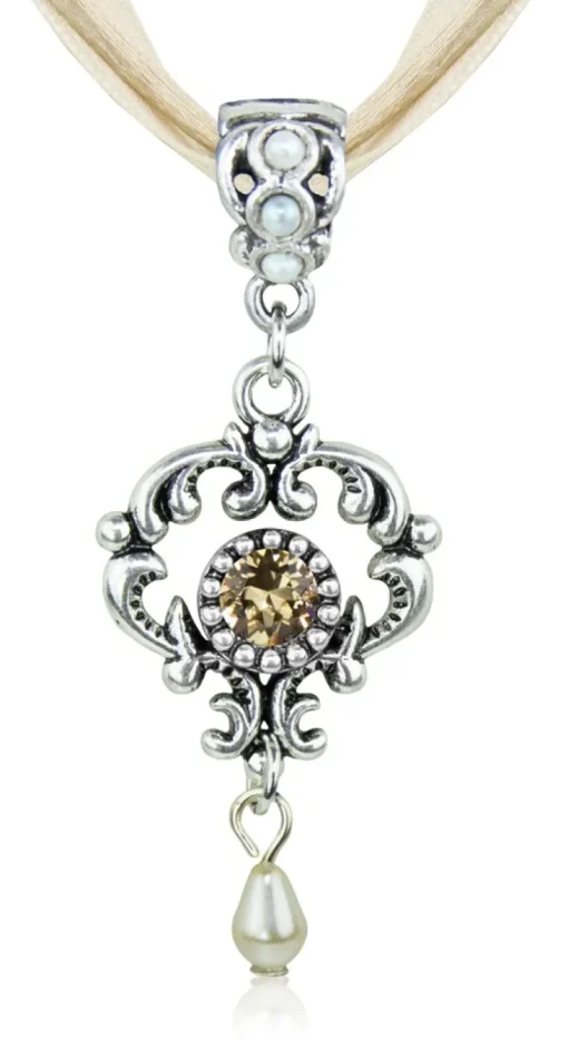 LUISIA® Halskette Malou mit Ornament Anhänger und Kristall von Swarovski® - Sand