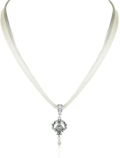 LUISIA® Halskette Malou mit Ornament Anhänger und Kristall von Swarovski® - Creme