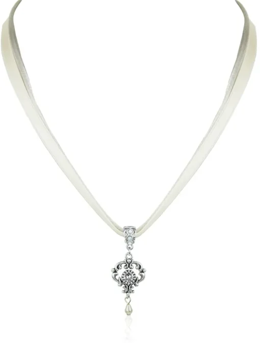 LUISIA® Halskette Malou mit Ornament Anhänger und Kristall von Swarovski® - Creme