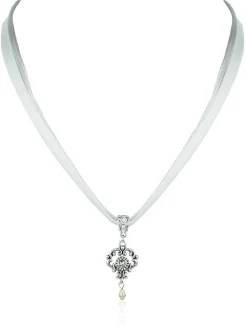 LUISIA® Halskette Malou mit Ornament Anhänger und Kristall von Swarovski® - Silber