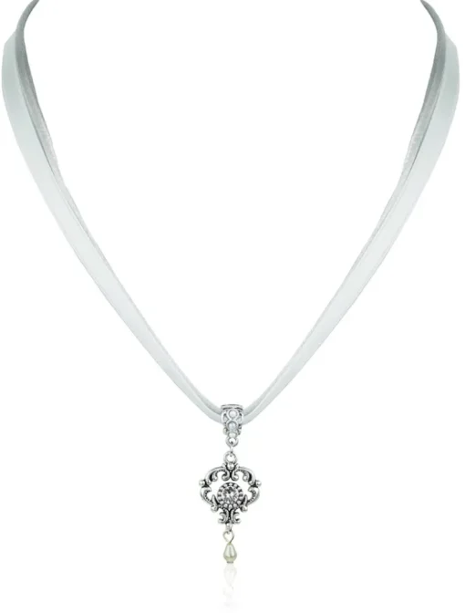 LUISIA® Halskette Malou mit Ornament Anhänger und Kristall von Swarovski® - Silber