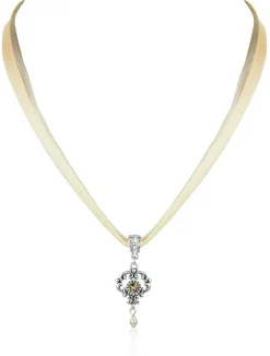 LUISIA® Halskette Malou mit Ornament Anhänger und Kristall von Swarovski® - Sand