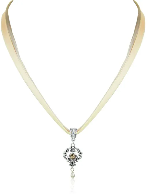 LUISIA® Halskette Malou mit Ornament Anhänger und Kristall von Swarovski® - Sand