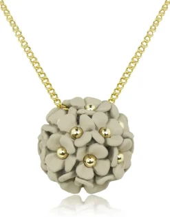 LUISIA® Halskette Mia mit Blüten Kugel - 16 Karat vergoldet Sand