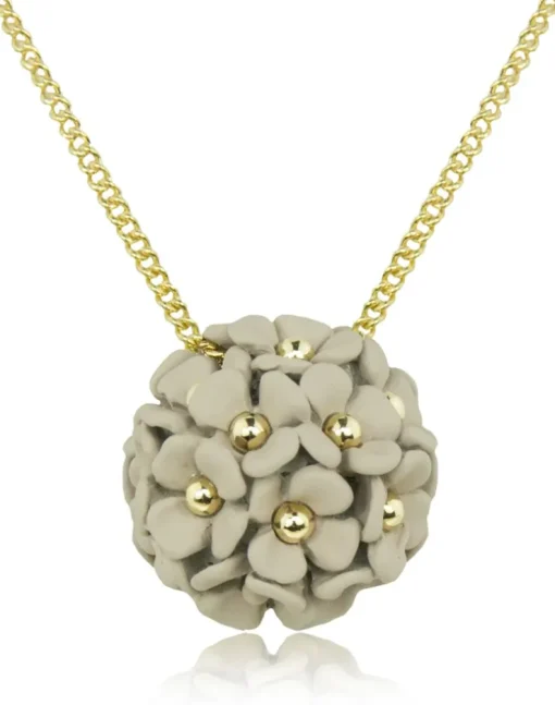 LUISIA® Halskette Mia mit Blüten Kugel - 16 Karat vergoldet Sand