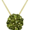 LUISIA® Halskette Mia mit Blüten Kugel - 16 Karat vergoldet Olivgrün