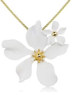 LUISIA® Halskette Nelia mit Blumen - 16 Karat vergoldet Weiß