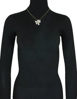 LUISIA® Halskette Nelia mit Blumen - 16 Karat vergoldet Weiß