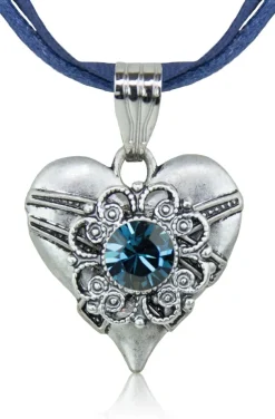 LUISIA® Halskette Paula mit Herzanhänger und Kristall von Swarovski® - Ozeanblau