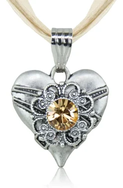 LUISIA® Halskette Paula mit Herzanhänger und Kristall von Swarovski® - Sand