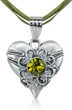 LUISIA® Halskette Paula mit Herzanhänger und Kristall von Swarovski® - Grün