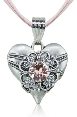 LUISIA® Halskette Paula mit Herzanhänger und Kristall von Swarovski® - Altrosa