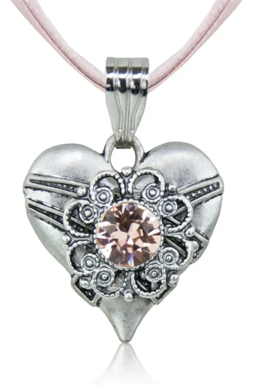 LUISIA® Halskette Paula mit Herzanhänger und Kristall von Swarovski® - Altrosa