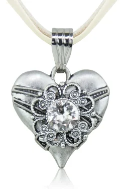 LUISIA® Halskette Paula mit Herzanhänger und Kristall von Swarovski® - Creme