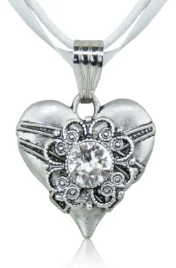 LUISIA® Halskette Paula mit Herzanhänger und Kristall von Swarovski® - Silber