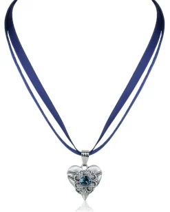 LUISIA® Halskette Paula mit Herzanhänger und Kristall von Swarovski® - Ozeanblau