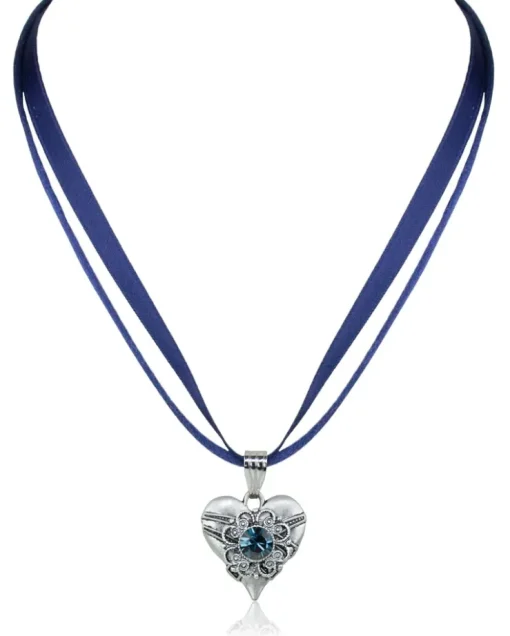 LUISIA® Halskette Paula mit Herzanhänger und Kristall von Swarovski® - Ozeanblau