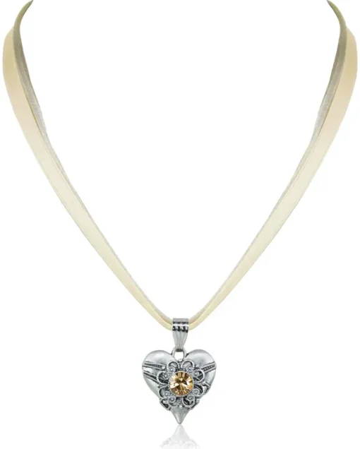 LUISIA® Halskette Paula mit Herzanhänger und Kristall von Swarovski® - Sand