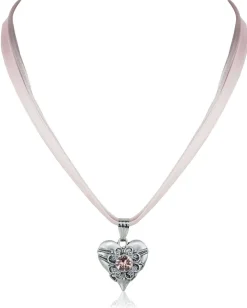 LUISIA® Halskette Paula mit Herzanhänger und Kristall von Swarovski® - Altrosa