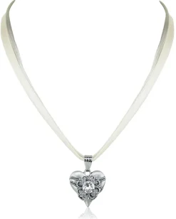 LUISIA® Halskette Paula mit Herzanhänger und Kristall von Swarovski® - Creme