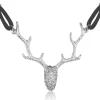 LUISIA® Halskette "Nicola" mit Strass Hirschkopf und Kristallen von Swarovski® | Schwarz