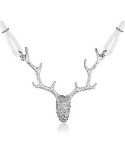 LUISIA® Halskette "Nicola" mit Strass Hirschkopf und Kristallen von Swarovski® | Weiß