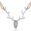 LUISIA® Halskette "Nicola" mit Strass Hirschkopf und Kristallen von Swarovski® | Hellbraun
