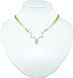 LUISIA® Halskette "Nicola" mit Strass Hirschkopf und Kristallen von Swarovski® | Hellbraun