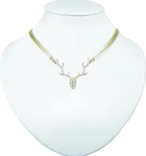 LUISIA® Halskette "Nicola" mit Strass Hirschkopf und Kristallen von Swarovski® | Hellbraun