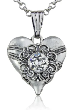 LUISIA® Halskette "Paula" mit Herzanhänger und Kristall von Swarovski® - Altsilber