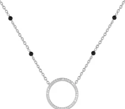 LUISIA® Halskette "Ring mit schwarzen Achat Perlen" 67044 | 925 Silber (Länge 50cm)
