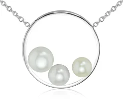 LUISIA® Halskette "Ring mit Perlen" 67029 | 925 Silber (50 cm Länge)