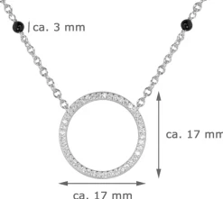 LUISIA® Halskette "Ring mit schwarzen Achat Perlen" 67044 | 925 Silber (Länge 50cm)